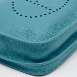 Pre Owned Hermes Turquoise Blue Togo Leather Evelyne III PM Bag