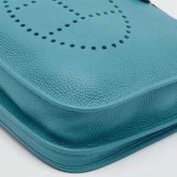 Pre Owned Hermes Turquoise Blue Togo Leather Evelyne III PM Bag