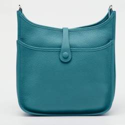 Pre Owned Hermes Turquoise Blue Togo Leather Evelyne III PM Bag