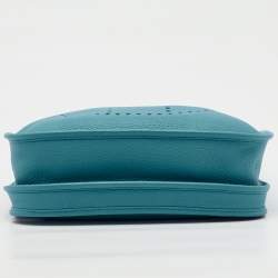 Pre Owned Hermes Turquoise Blue Togo Leather Evelyne III PM Bag