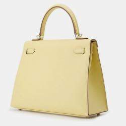 Pre Owned Hermes Kelly Sellier Jaune Poussin Epsom Size 25