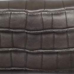 Pre Owned Hermès Graphite Matte Alligator Calvi Card Holder