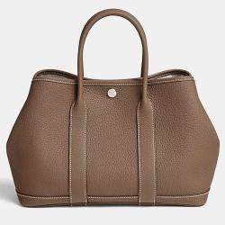 Pre Owned Hermes Garden Party 30 Etoupe Calfskin Handbag