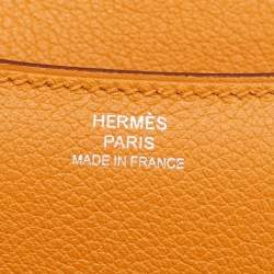 Pre Owned Hermes Abricot/Rouge Evercolor Leather Palladium Finish Constance 18 Mini Bag