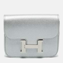 Pre Owned Hermès Argent Chevre Chamkilight Leather Constance Slim Wallet
