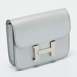 Pre Owned Hermès Argent Chevre Chamkilight Leather Constance Slim Wallet