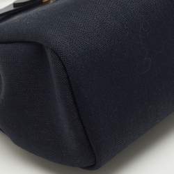 Pre Owned Hermes Bleu Indigo Toile and Vache Hunter Leather Herbag Zip 31 Bag