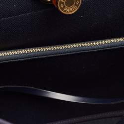 Pre Owned Hermes Bleu Indigo Toile and Vache Hunter Leather Herbag Zip 31 Bag