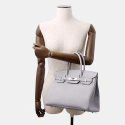 Pre Owned Hermes Birkin Size 30 Green Pantan Togo Leather Bag 