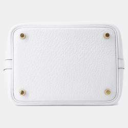 Pre Owned Hermes Picotin Lock 18  New White Taurillon Clemence Bag 