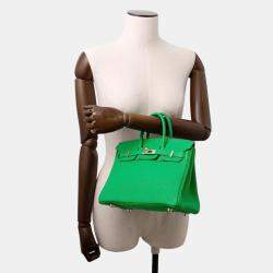 Pre Owned Hermes Birkin Size 25 Bamboo Togo Leather Bag 