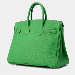 Pre Owned Hermes Birkin Size 25 Bamboo Togo Leather Bag 