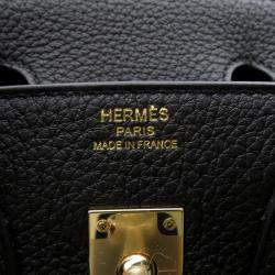 Pre Owned Hermes Birkin Size 25 Black Togo Leather Bag 