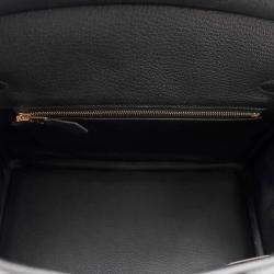 Pre Owned Hermes Birkin Size 25 Black Togo Leather Bag 