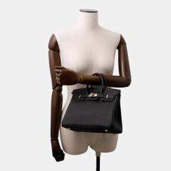 Pre Owned Hermes Birkin Size 25 Black Togo Leather Bag 