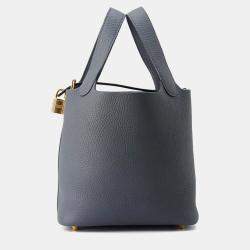 Pre Owned Hermes Picotin Lock 18 Grimist Taurillon Clemence Bag 