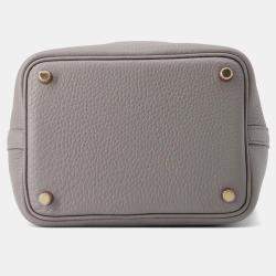 Pre Owned Hermes Picotin Lock 18 Gris Meyer Taurillon Clemence Bag 