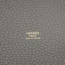 Pre Owned Hermes Picotin Lock 18 Gris Meyer Taurillon Clemence Bag 