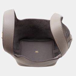 Pre Owned Hermes Picotin Lock 18 Gris Meyer Taurillon Clemence Bag 