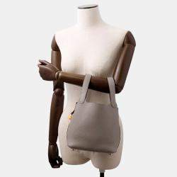 Pre Owned Hermes Picotin Lock 18 Gris Meyer Taurillon Clemence Bag 