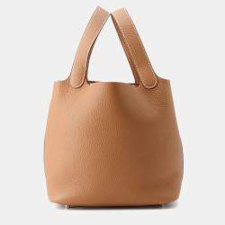 Pre Owned Hermes Picotin Lock 22  Gold Taurillon Clemence Bag 