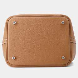 Pre Owned Hermes Picotin Lock 22  Gold Taurillon Clemence Bag 