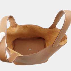 Pre Owned Hermes Picotin Lock 22  Gold Taurillon Clemence Bag 