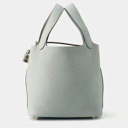 Pre Owned Hermes Picotin Lock Blue Pale Taurillon Clemence PM