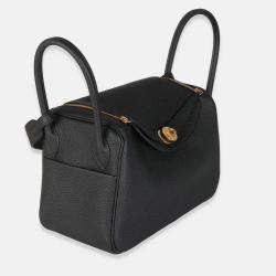 Pre Owned Hermes Lindy 26  Black Clemence Bag 