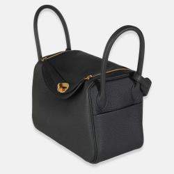 Pre Owned Hermes Lindy 26  Black Clemence Bag 