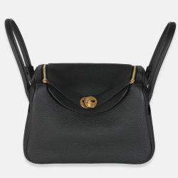 Pre Owned Hermes Lindy 26  Black Clemence Bag 