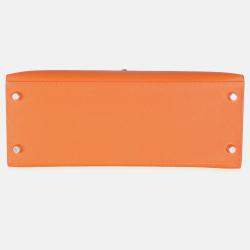 Pre Owned Hermes Sellier Kelly 28  Orange Epsom Bag