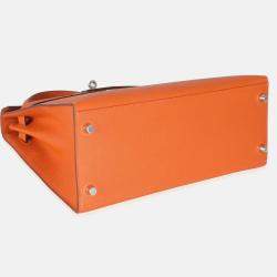 Pre Owned Hermes Sellier Kelly 28  Orange Epsom Bag