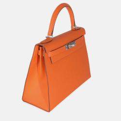 Pre Owned Hermes Sellier Kelly 28  Orange Epsom Bag
