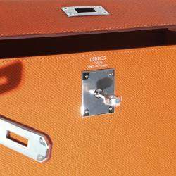 Pre Owned Hermes Sellier Kelly 28  Orange Epsom Bag