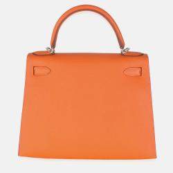 Pre Owned Hermes Sellier Kelly 28  Orange Epsom Bag