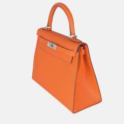 Pre Owned Hermes Sellier Kelly 28  Orange Epsom Bag