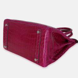 Pre Owned Hermes Birkin 30 Rose Pourpre Shiny Niloticus Bag  