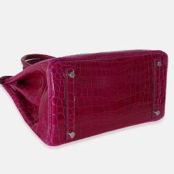 Pre Owned Hermes Birkin 30 Rose Pourpre Shiny Niloticus Bag  