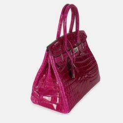 Pre Owned Hermes Birkin 30 Rose Pourpre Shiny Niloticus Bag  