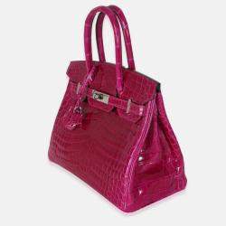 Pre Owned Hermes Birkin 30 Rose Pourpre Shiny Niloticus Bag  