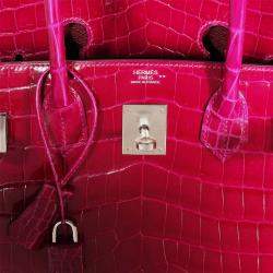 Pre Owned Hermes Birkin 30 Rose Pourpre Shiny Niloticus Bag  