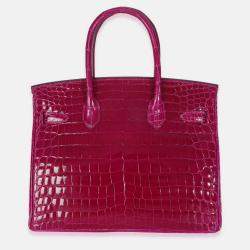 Pre Owned Hermes Birkin 30 Rose Pourpre Shiny Niloticus Bag  