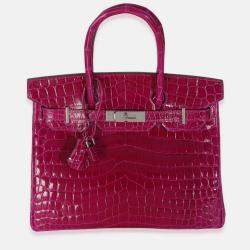 Pre Owned Hermes Birkin 30 Rose Pourpre Shiny Niloticus Bag  