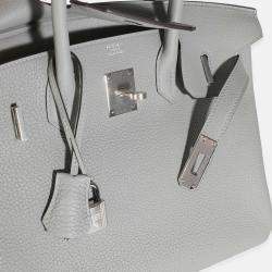 Pre Owned Hermes Birkin 30 Gris Meyer Togo Leather Bag 
