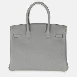 Pre Owned Hermes Birkin 30 Gris Meyer Togo Leather Bag 