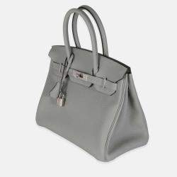 Pre Owned Hermes Birkin 30 Gris Meyer Togo Leather Bag 