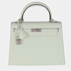 Pre Owned Hermes Sellier Kelly 25  Vert Fizz Epsom Bag
