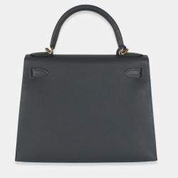 Pre Owned Hermes Sellier Kelly 28 Gris Misty Epsom Bag