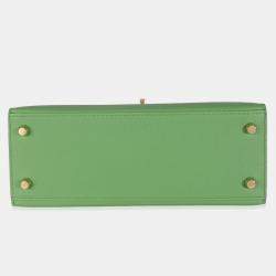 Pre Owned Hermes  Sellier Kelly 25 Vert Yucca Epsom Bag
